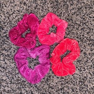 pink velvet hair scrunchies